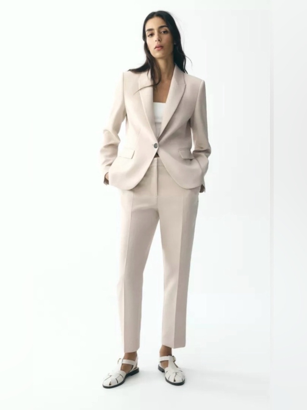 Zara cream high waisted pants L